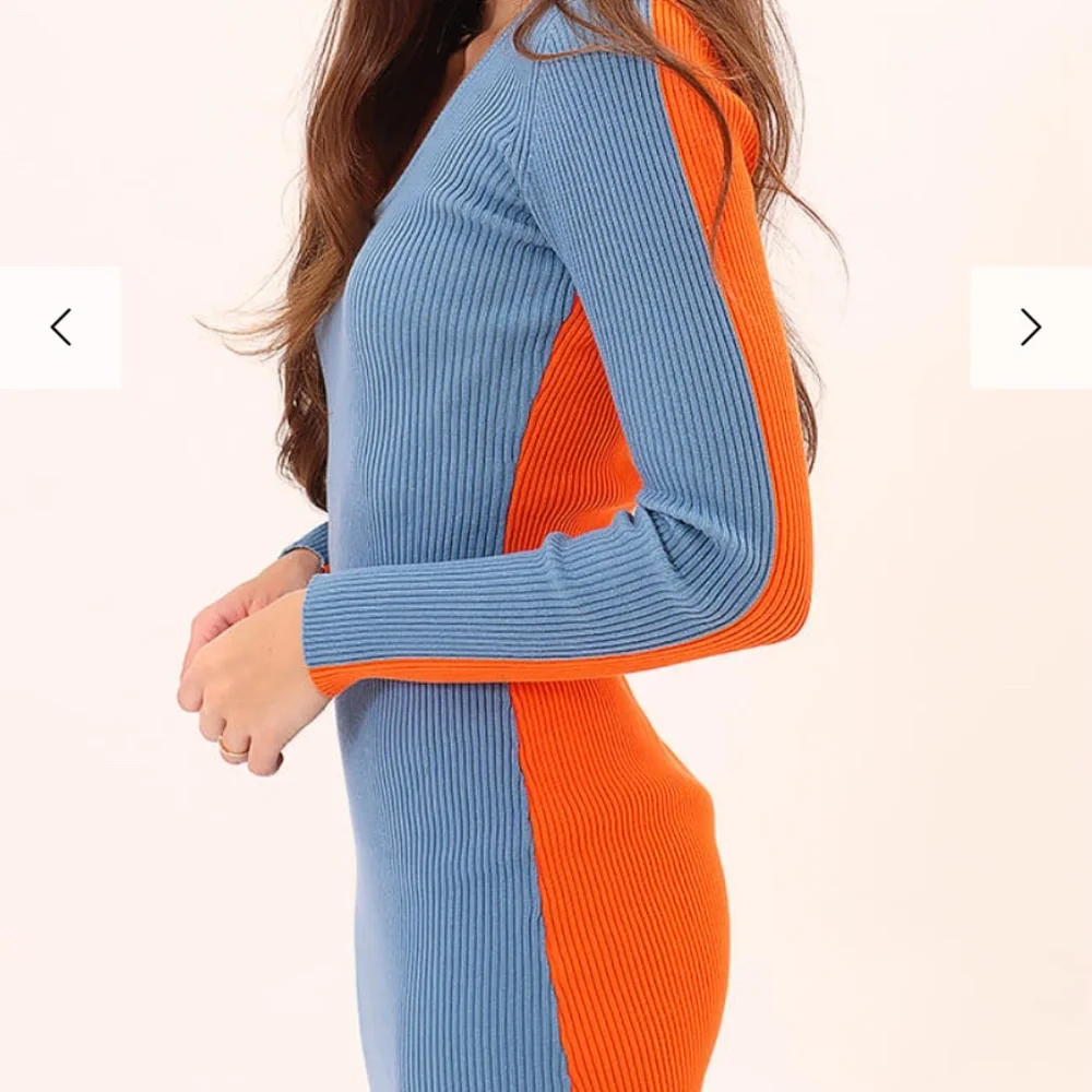 💙🧡 NWT Frnch Paris Aimee Colorblock Bodycon Dress - Picture 3 of 7